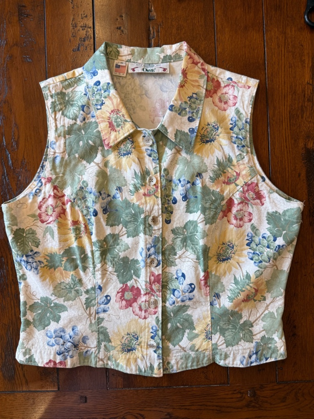 Vintage Orvis Floral Button Front Vest – Women’s Size Small